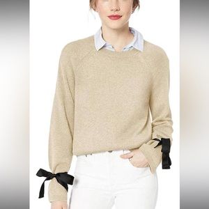 J. Crew Mercantile Crewneck Sweater with Tie Bell-Sleeves | Size S | Beige